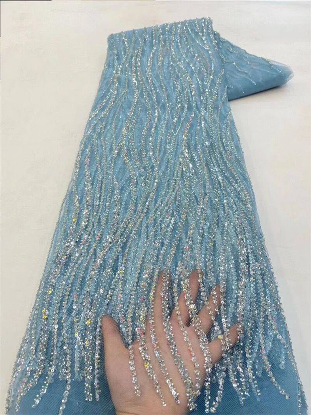 Glitter Tablecloth - Złoty kolor Afrykańska haftowana tkanina tiulowa