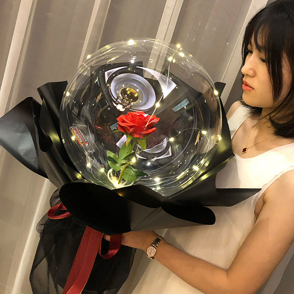 Led Balloon Light - Balon róża walentynki Bobo wesele czerwony