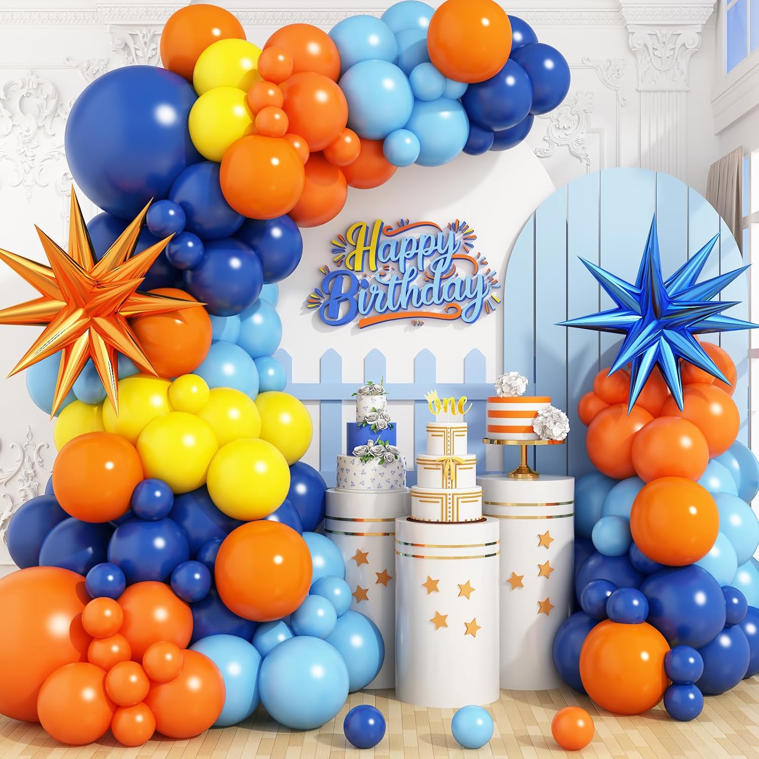 Balloon Arch Kit - Zestaw łuk balonowy Fantasy, pomarańczowy szafirowy