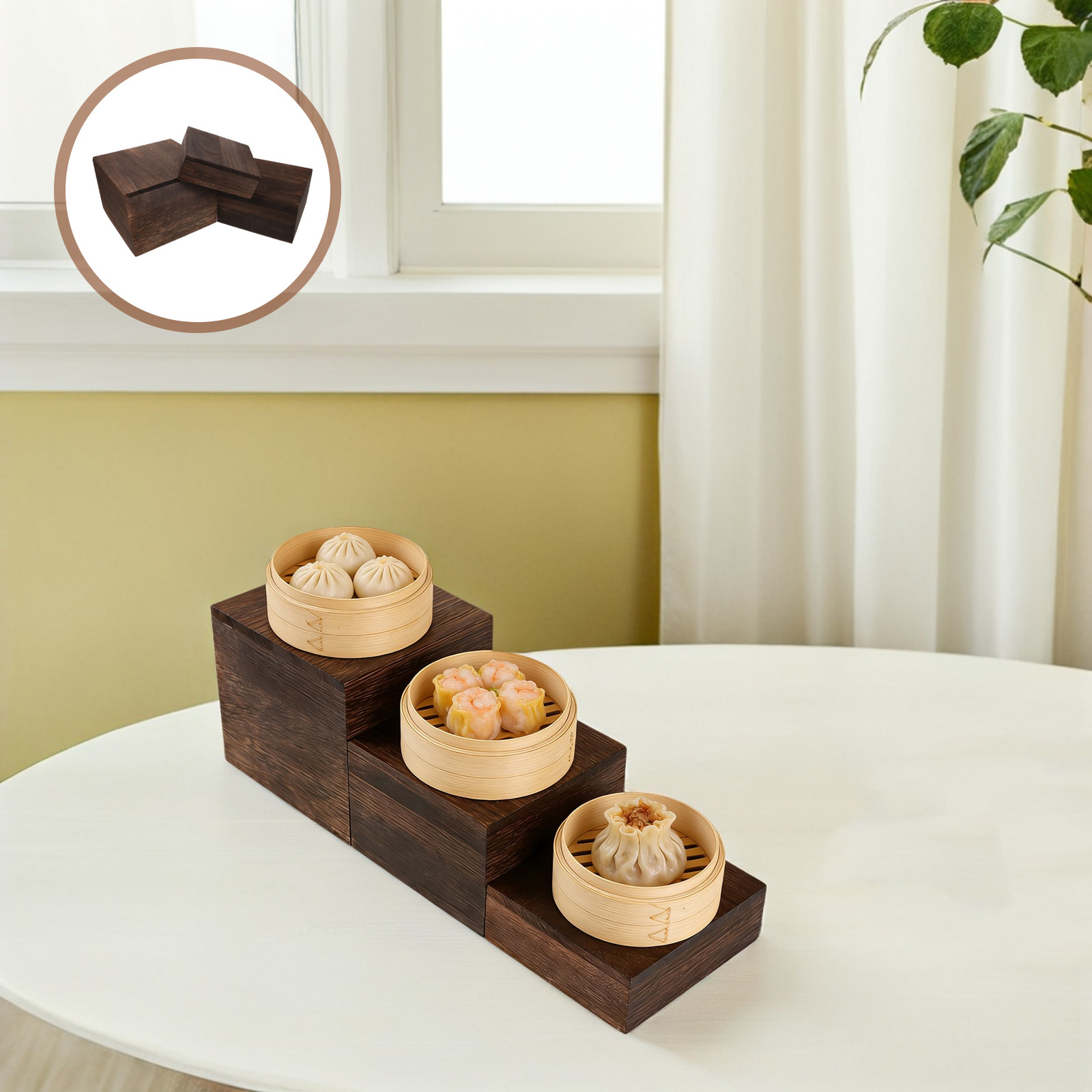 Cupcake Stand Tier - 3-częściowy rustykalny drewniany stojak na ciasto,