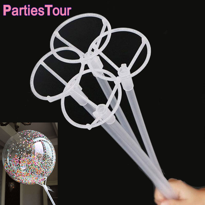 Led Balloon Light - 15 zestawów 16-calowy przezroczysty uchwyt na