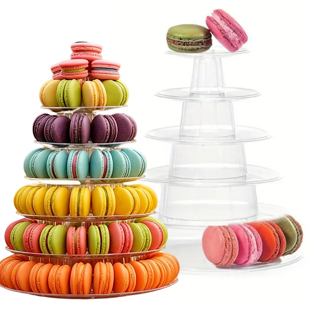 Cupcake Stand Tier - 1 szt. 6-poziomowy okrągły plastikowy przezroczysty