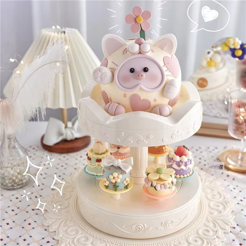 Cupcake Stand Tier - 2-poziomowy automatyczny obrotowy stojak na ciasto
