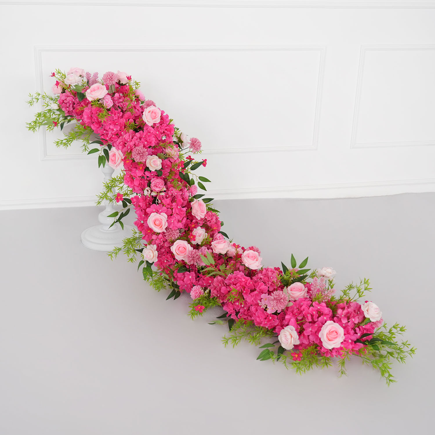 Flower Wall Panel - Uflower 1m/2m Różowa Rządka Kwiatów Hortensji