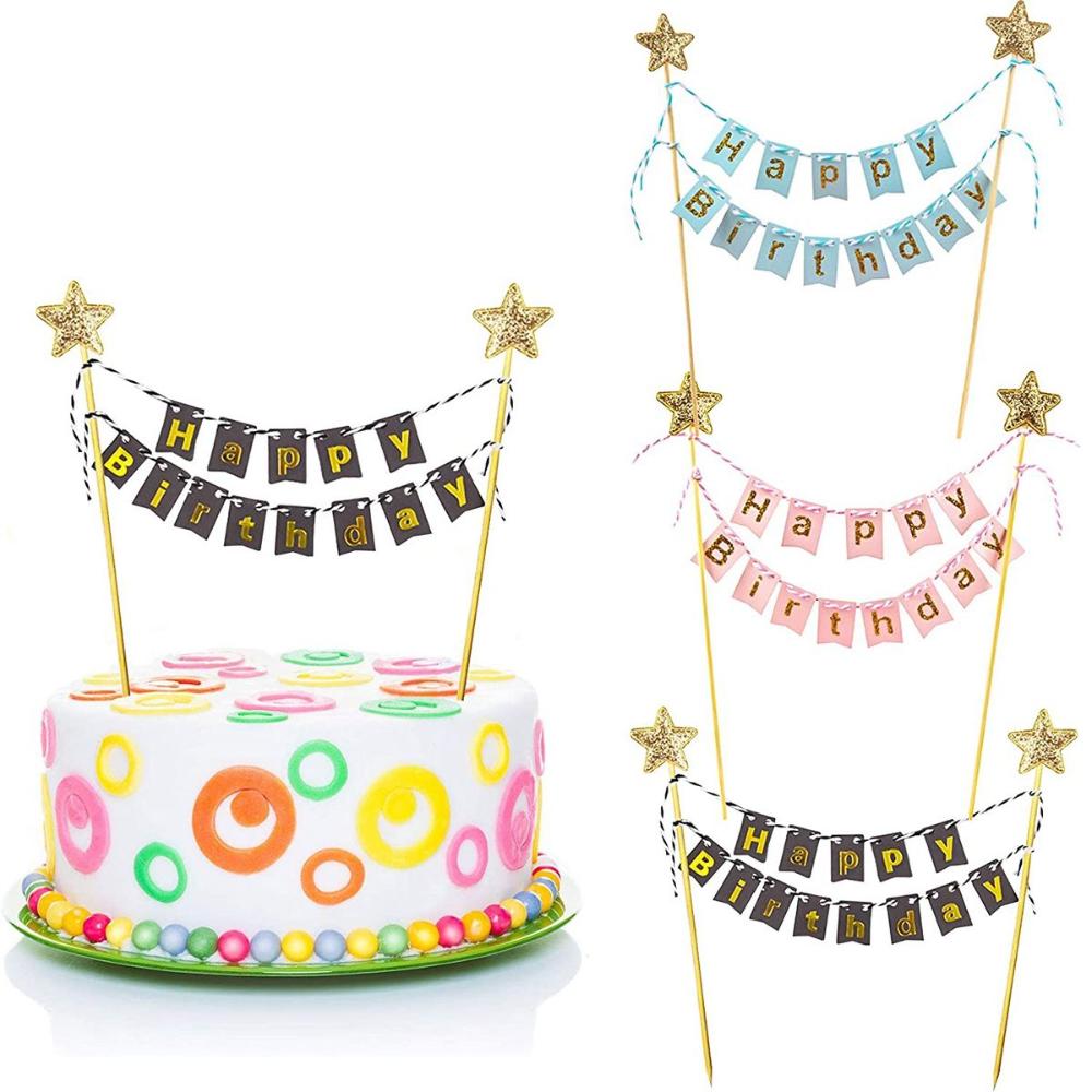 Tort urodzinowy flag DIY złote – Party Banner Gold recenzja i cena