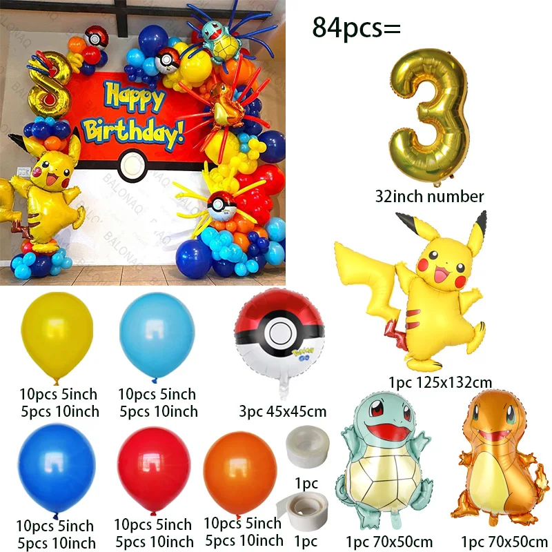 84 szt. Balony Pikachu, girlan – Balloon Arch Kit recenzja i cena