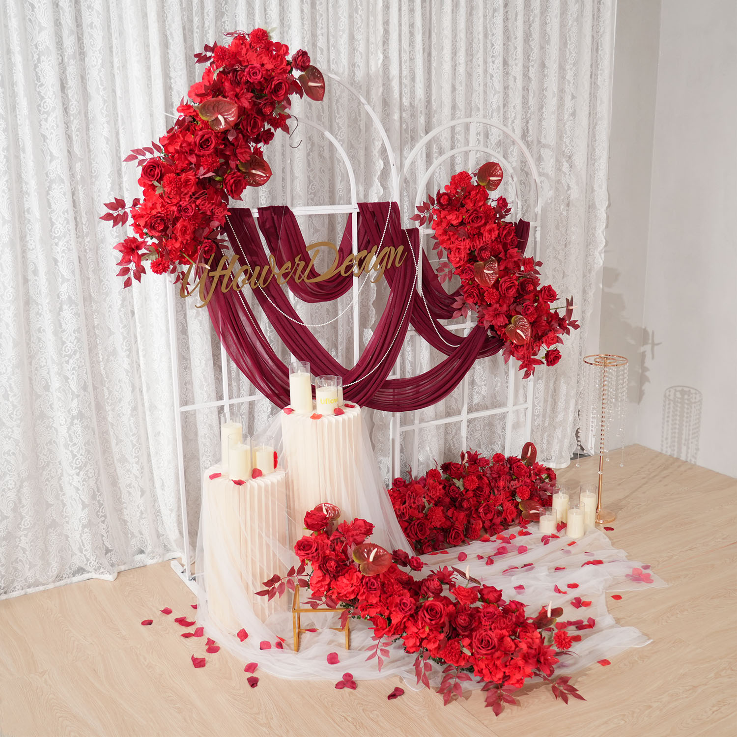 Uflower Czerwona Rządka Kwiató – Flower Wall Panel recenzja i cena